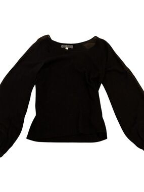 Velvet Black Off-the-Shoulder Balloon Sleeve Sweater